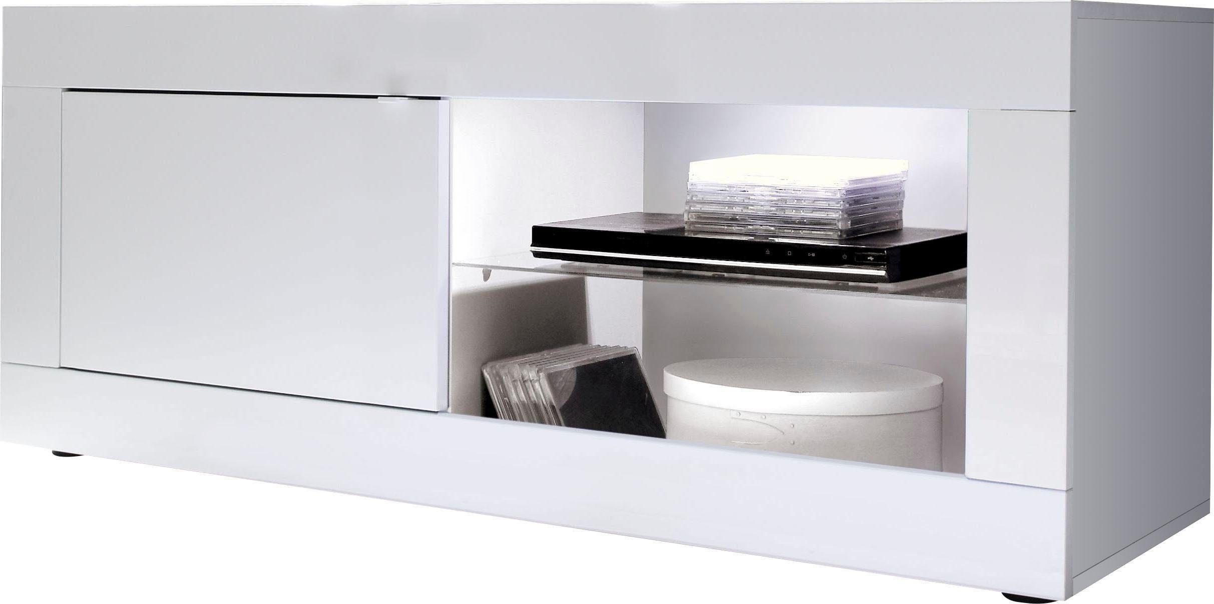 INOSIGN Lowboard Basic Breite 140 cm, TV-Board 1 Tür, 2 offene Fächer (Glas günstig online kaufen