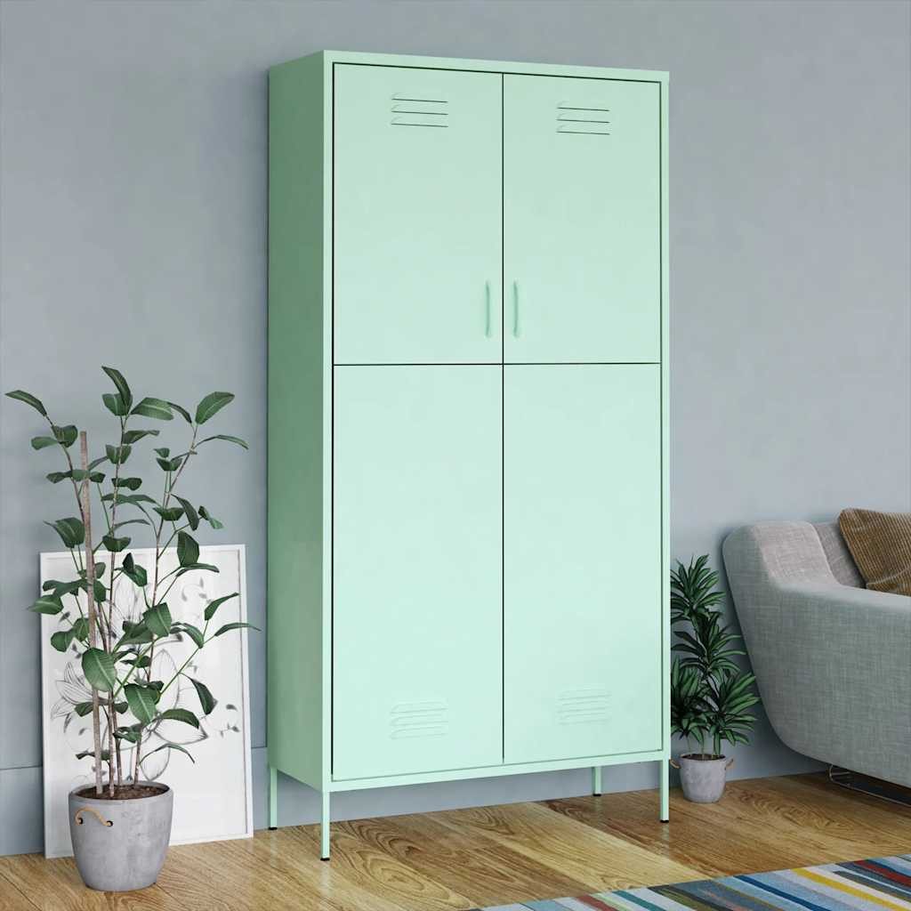 furnicato Kleiderschrank Mehrzweckschrank aus Stahl 90x50x180 cm in Minzgrün (1-St)