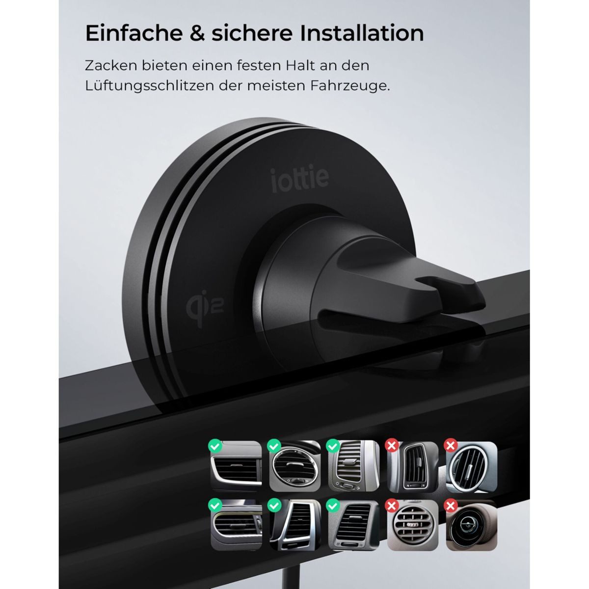 iOttie Velox Mini Qi2 Wireless MagSafe Air Vent Mount Induktions-Ladegerät