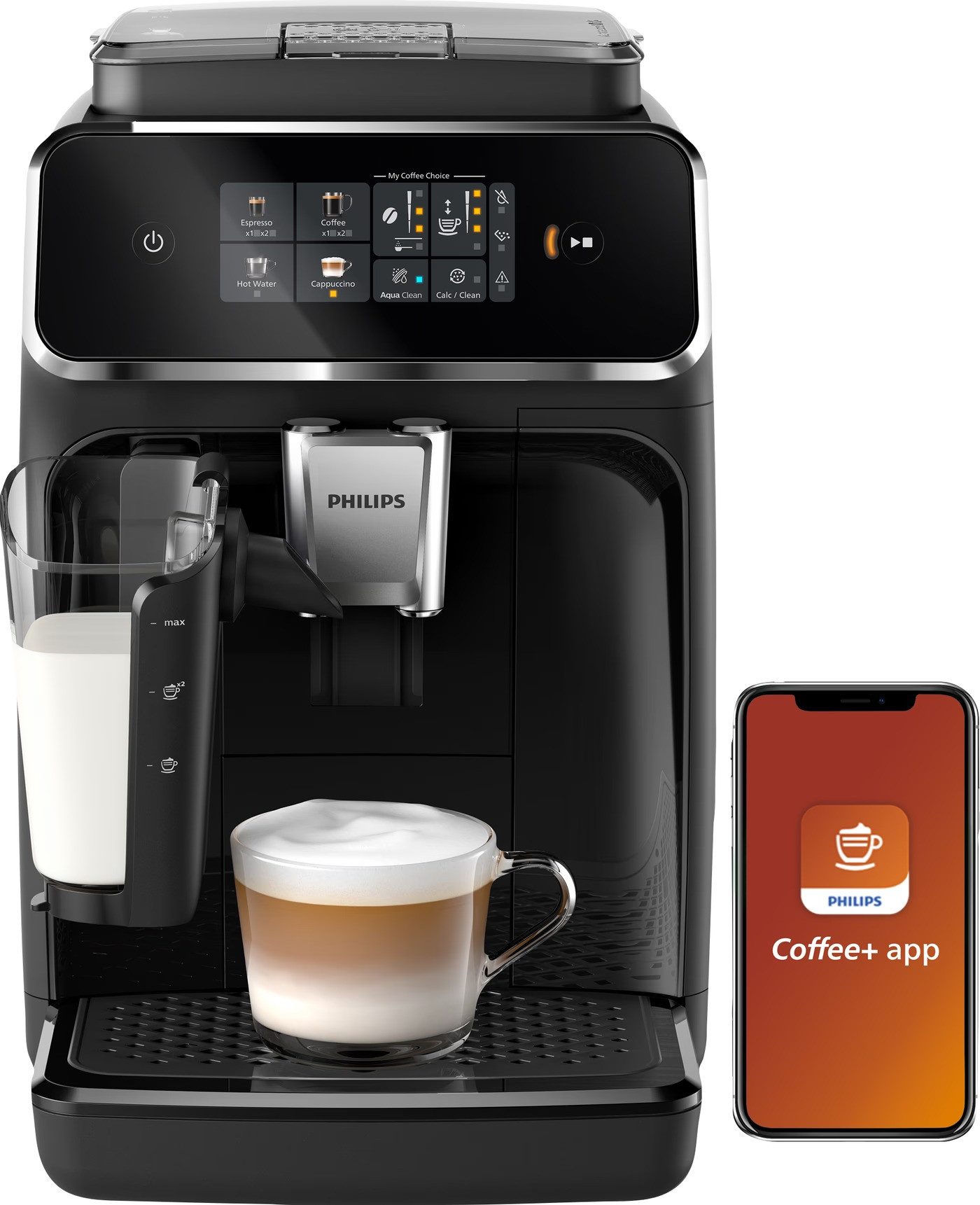 Philips Kaffeevollautomat 2300 EP2331/10, Vollautomatische Espressomaschine mit LatteGo Milchsystem, Schwarz