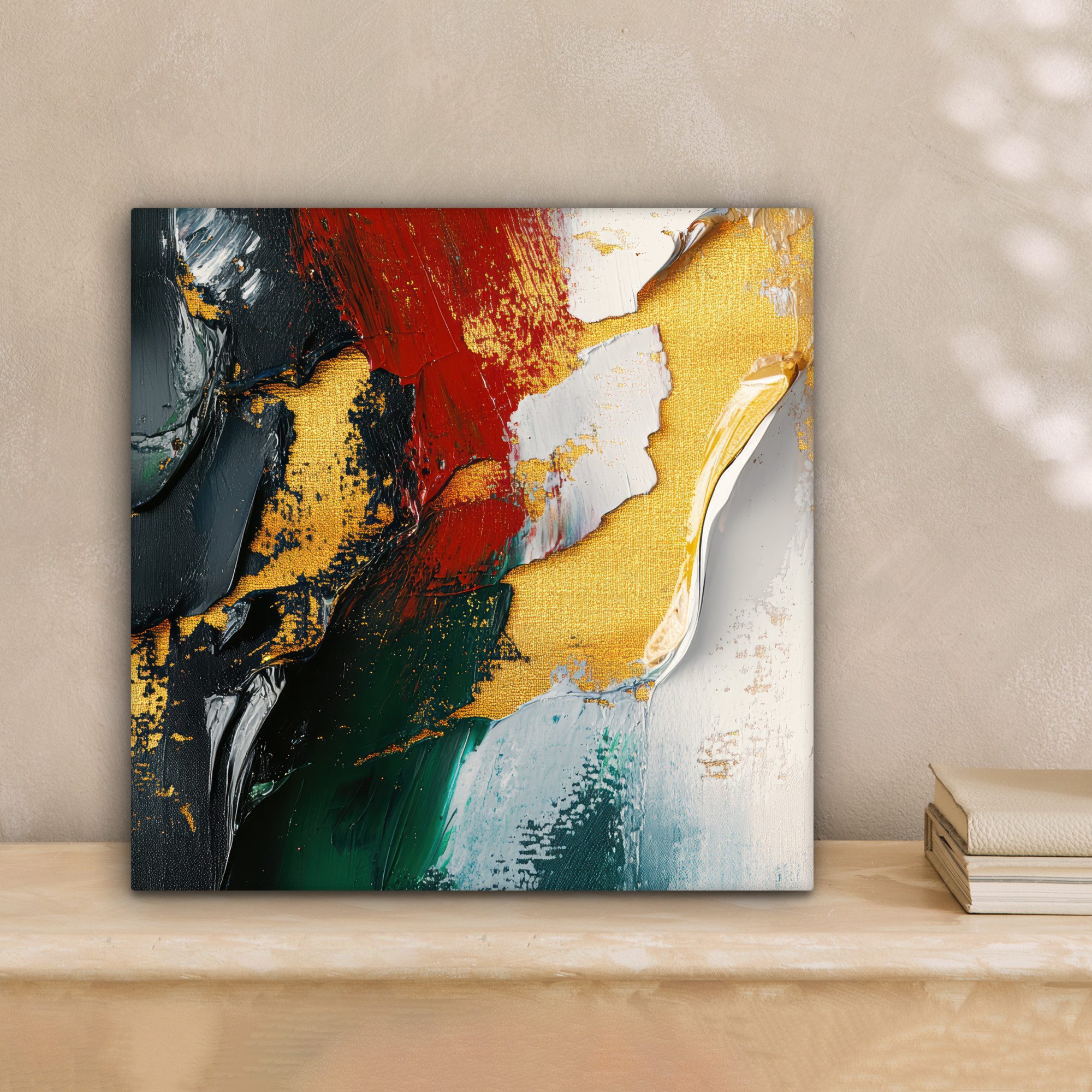 OneMillionCanvasses® Leinwandbild Modern - Weihnachten - Abstrakt - Gold, Fotodruck (1 St), Wandbild, Deko Schlafzimmer Wohnzimmer Flur 20x20 cm