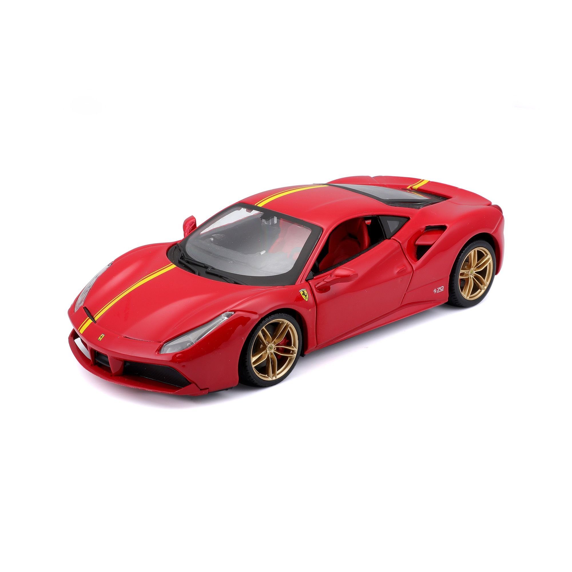 Bburago Modellauto Ferrari F488 GTB (rot), Maßstab 1:24, detailliertes Modell