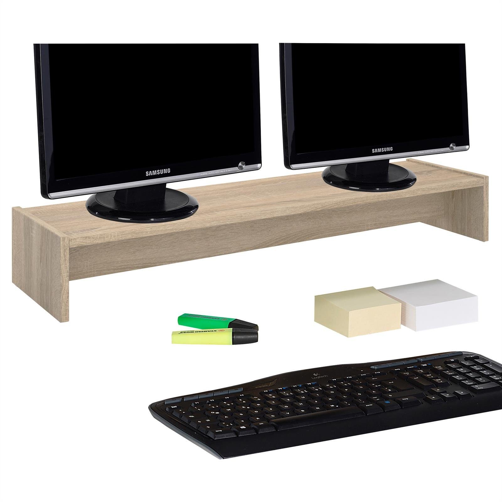 CARO-Möbel Monitorständer ZOOM, (Bildschrimerhöhung 100cm für 2 Monitore Schreibtischaufsatz eicheoptik)