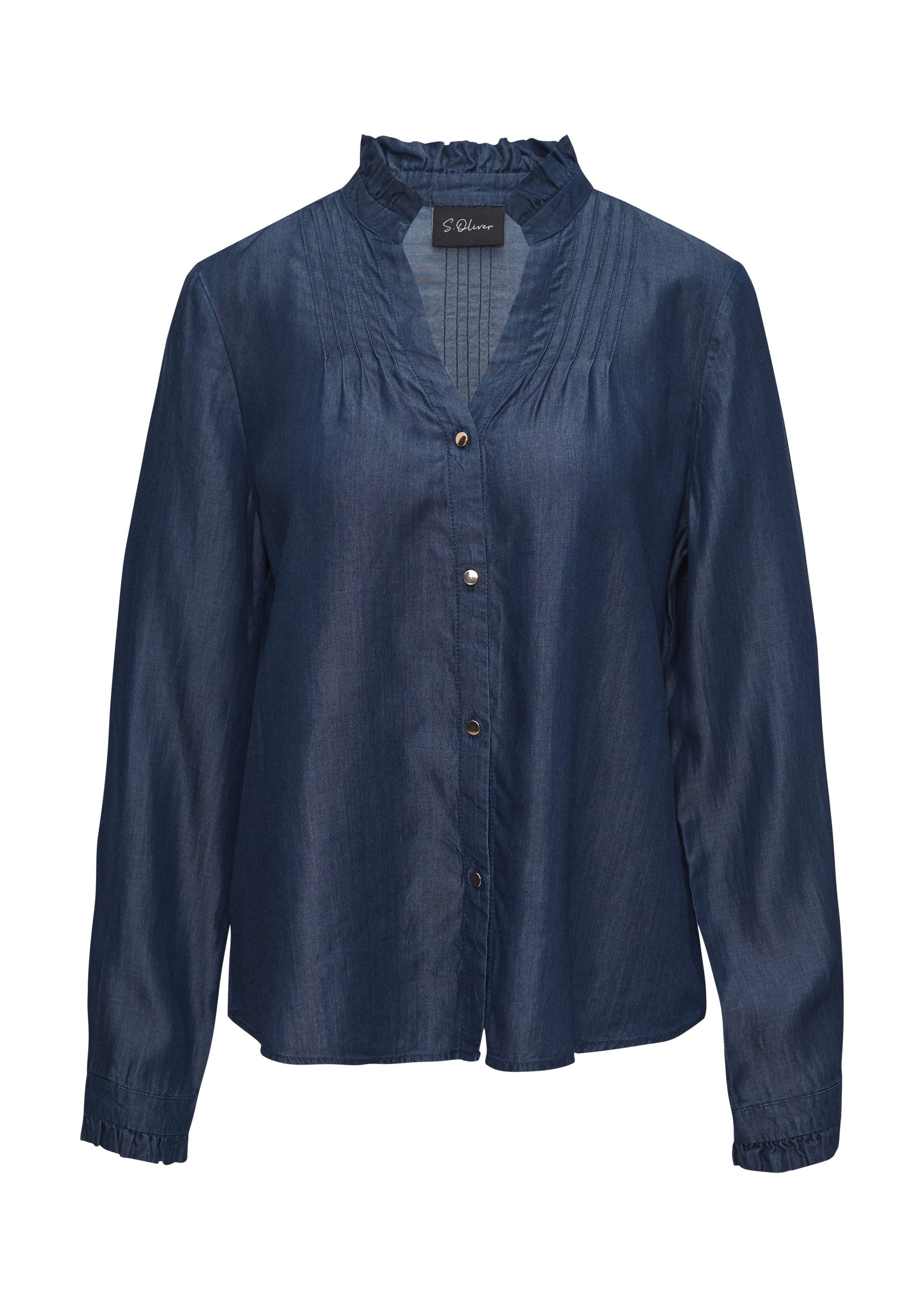 s.Oliver Langarmbluse Bluse Leichte Bluse aus Lyocell-Denim mit Rüschen und günstig online kaufen