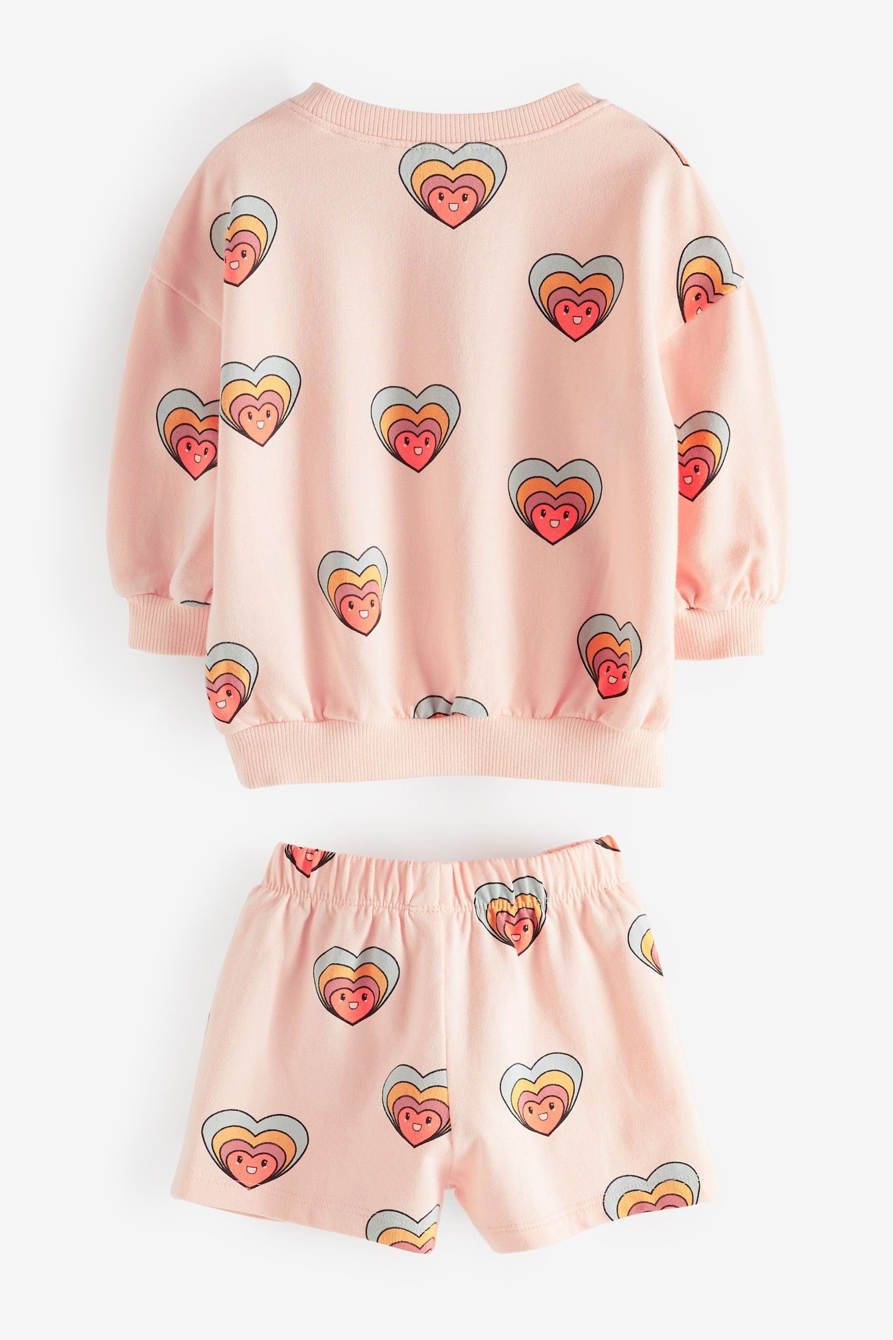 Next Shirt & Shorts Sweatshirt Shorts Kombi-Set (2-tlg) Pink mit und Hearts