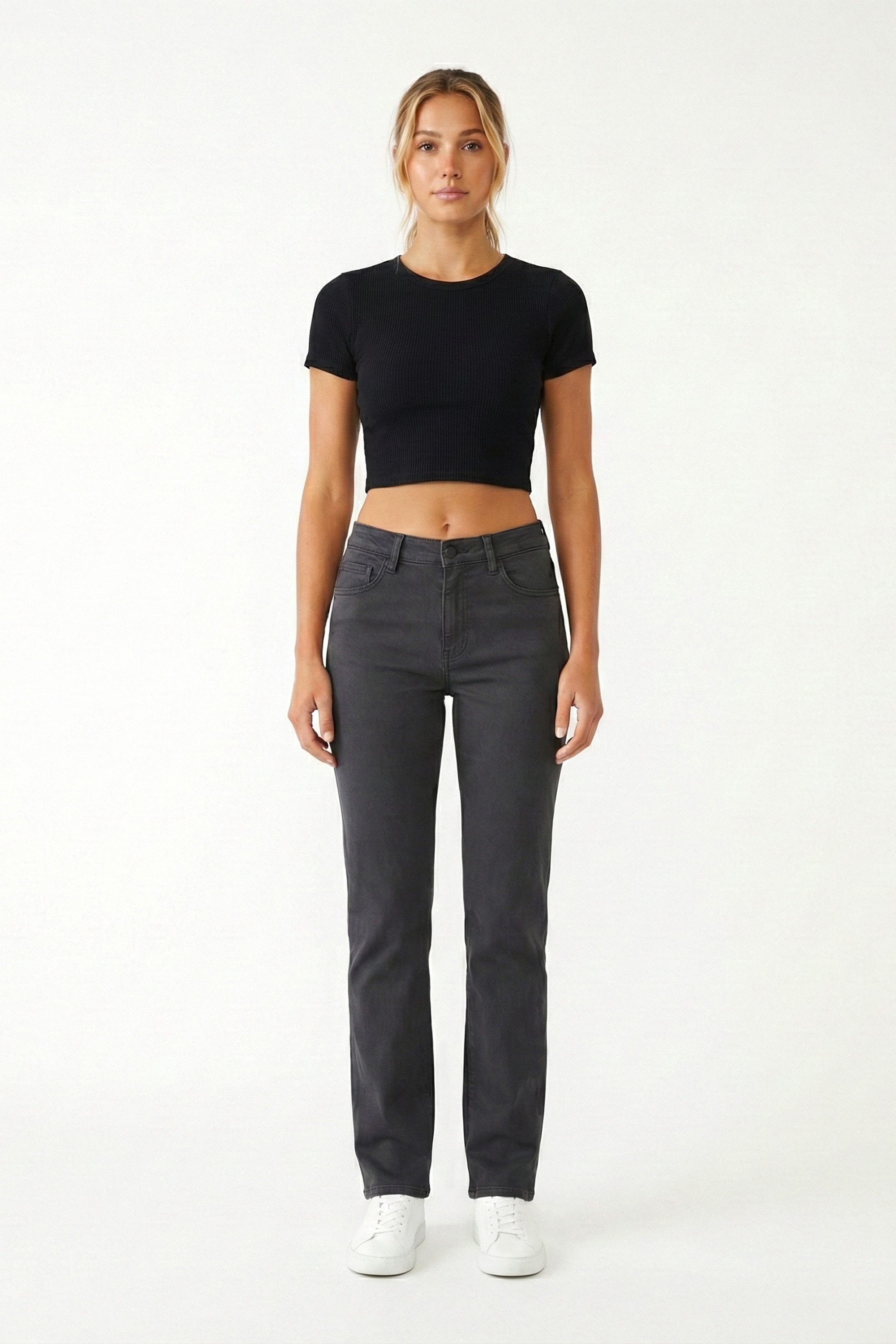 ESRA Stoffhose Stretch Hose Damen Regular Stoff-Hose Damen Elegant Hose elastisch High Waist Damen Hose Elegant Business Hose Stoffhose Straight Hose