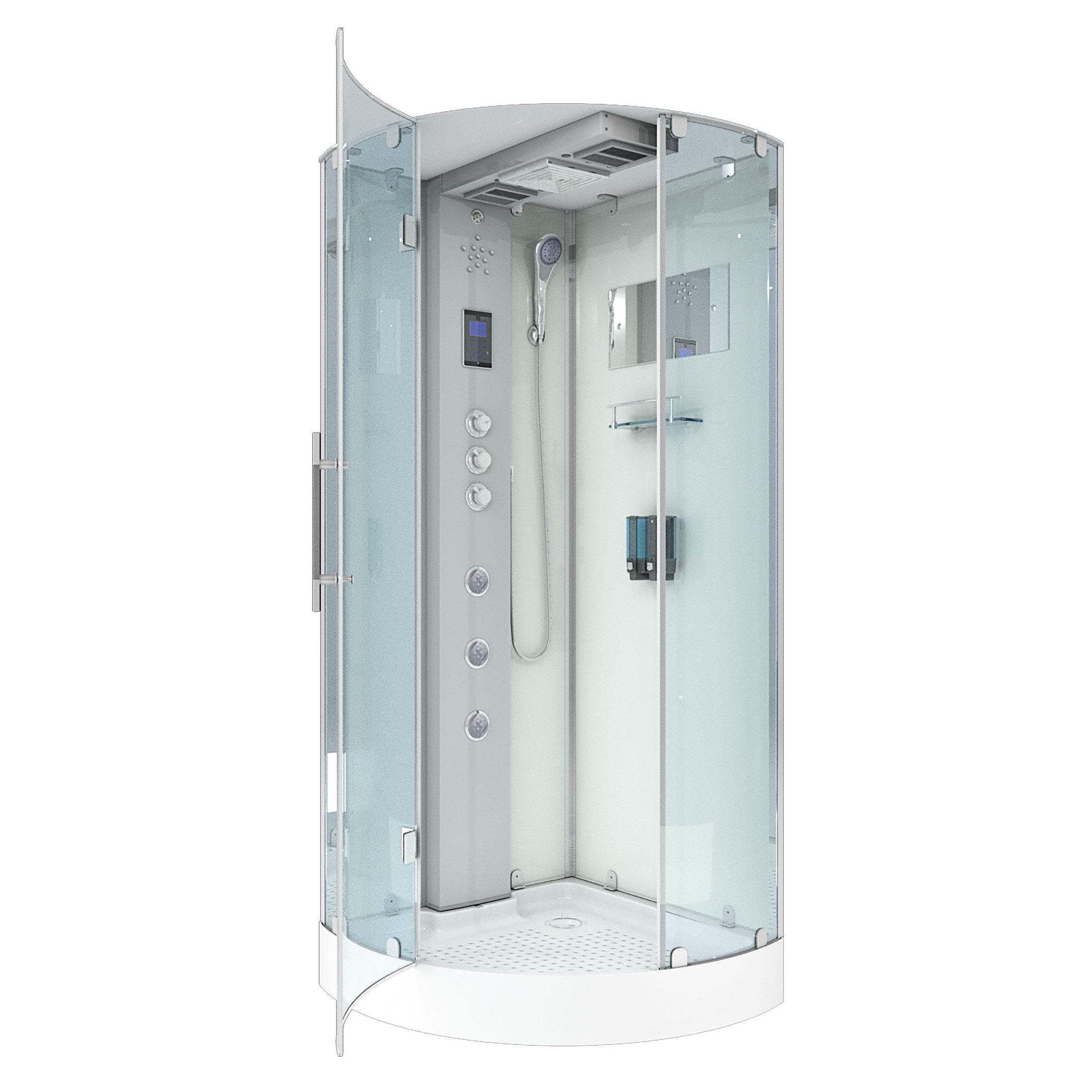 AcquaVapore Dampfdusche D37-20L3-ALL Dusche Dampfdusche Duschtempel Duschkabine -Th. 100x100, Sicherheitsglas ESG, Höhenverstellbar, Gehärtetes Glas, Integrierte Massagedüsen, Multimedi