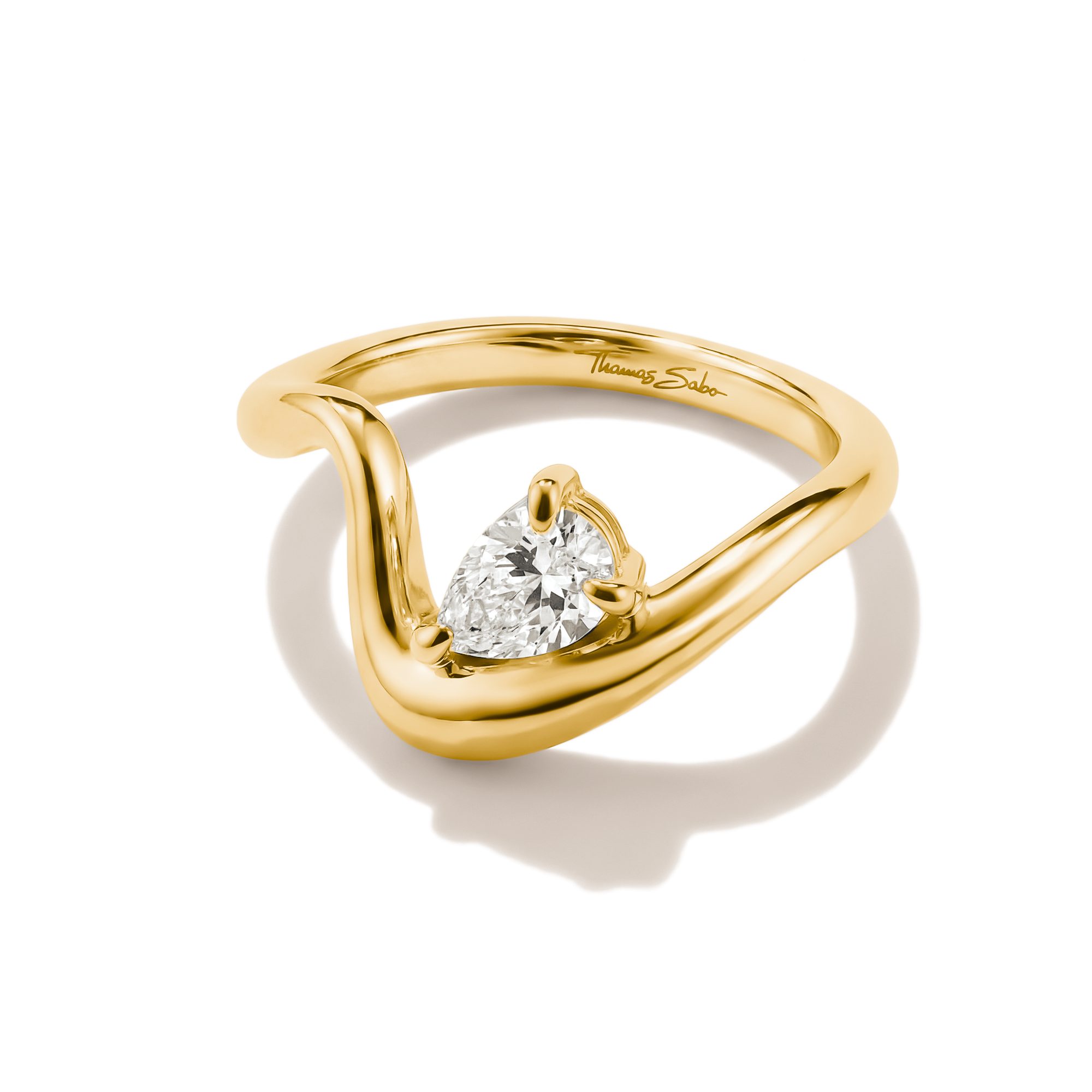 THOMAS SABO Fingerring Fluid Elegance Ring mit Zirkoniastein gelbgoldfarben, mit Zirkonia (synth)
