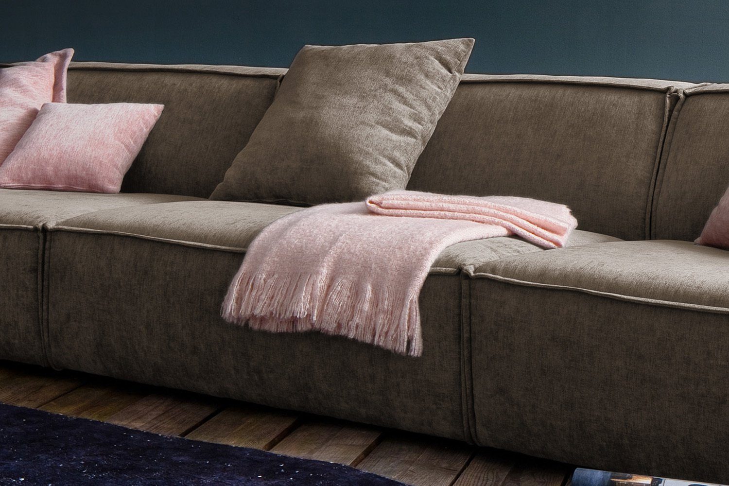 Farben verschiedene KAWOLA dunkelbraun SAMU, Stoff Riesensofa Sofa