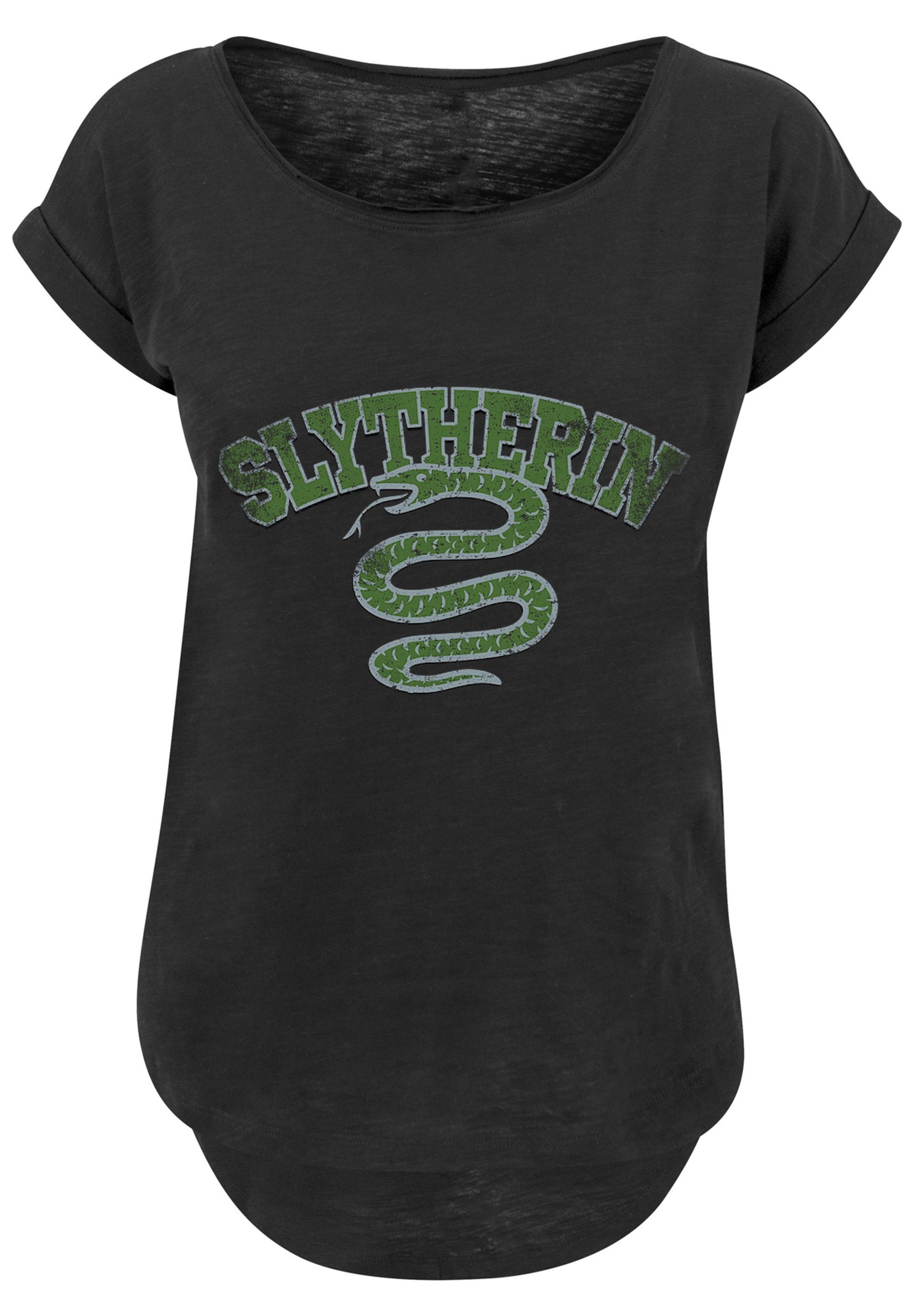 F4NT4STIC T-Shirt Harry Potter Slytherin Print, extra Wappen T-Shirt lang Damen Hinten Sport geschnittenes