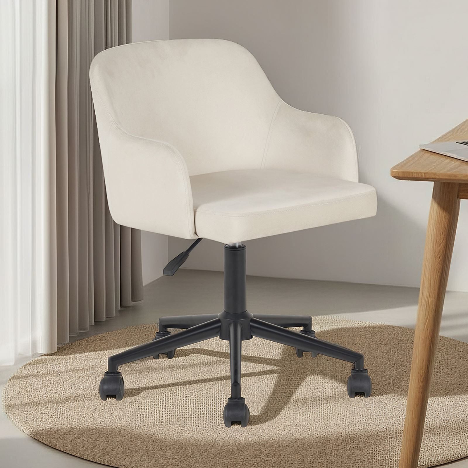 IDIMEX Schreibtischstuhl OLIVER, Schreibtischstuhl gepolstert mit Samtbezug Homeoffice Beige