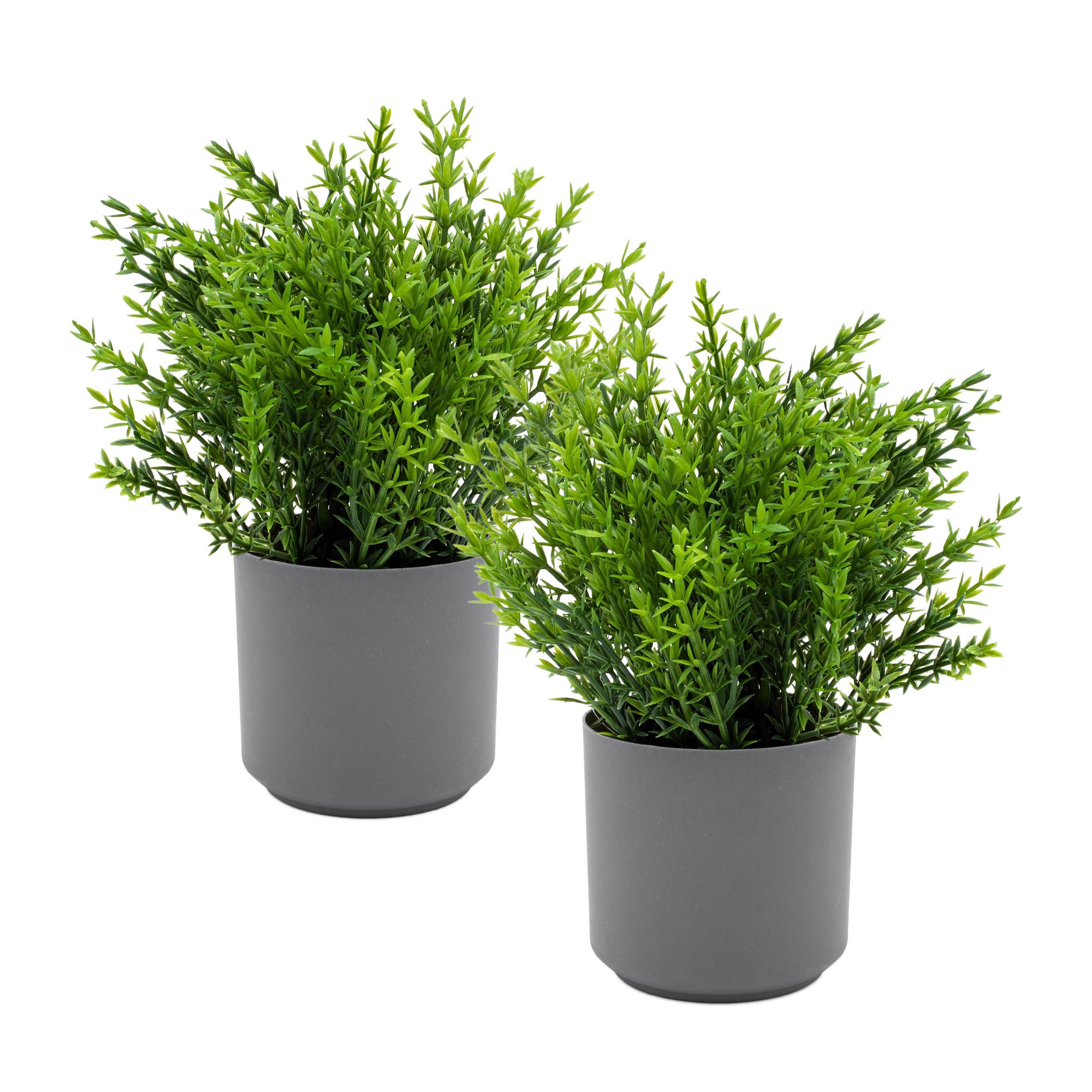 Kunstpflanze Grünpflanzen Arragement 22 cm im grauen Topf künstliches Zierg günstig online kaufen