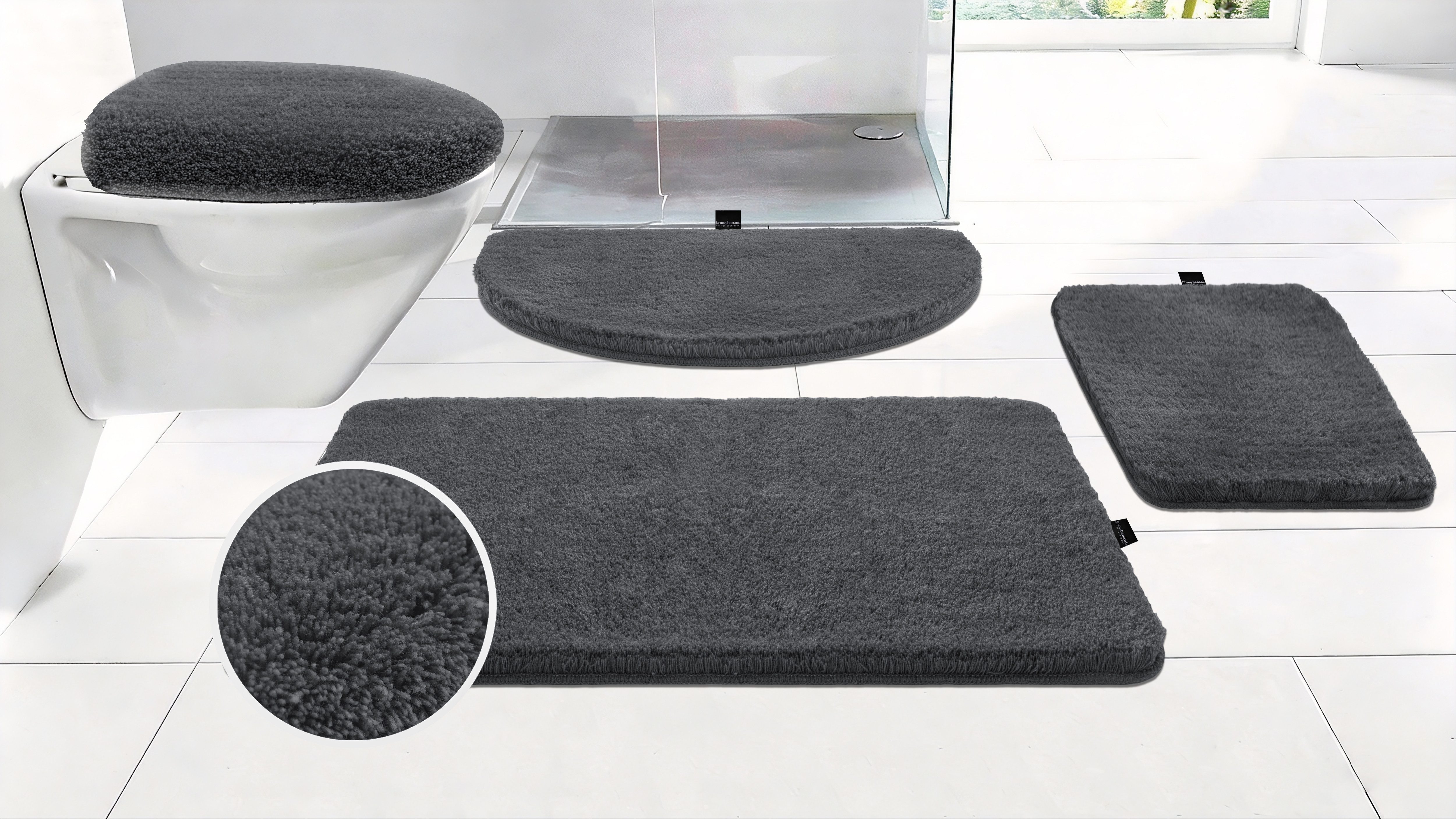 Bruno Banani Badematte Lana, Standard & Premium Qualität, 25 mm oder 30 mm Höhe, rutschhemmend beschichtet, schnell trocknend, strapazierfähig, fußbodenheizungsgeeignet, Polyacryl, rechteckig, Badteppich, Badematten, unifarben, auch als 3 teiliges Set & r