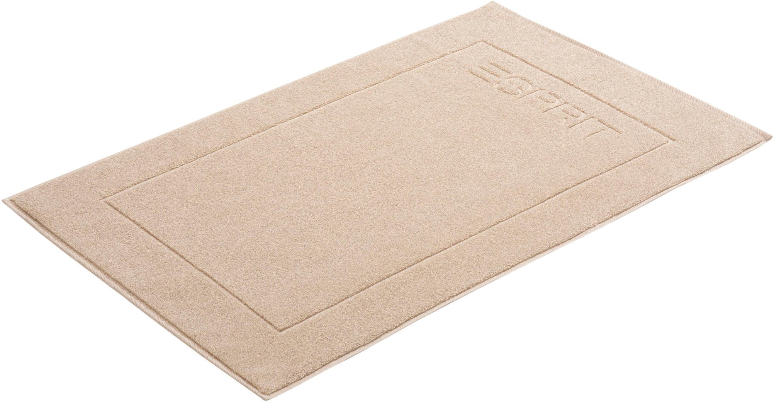 Esprit Badematte Solid, Höhe 1 mm, fußbodenheizungsgeeignet, schnell trocknend, Baumwolle, rechteckig, Badteppich, Uni Farben, mit Esprit Logo Stickerei Hotelmatte