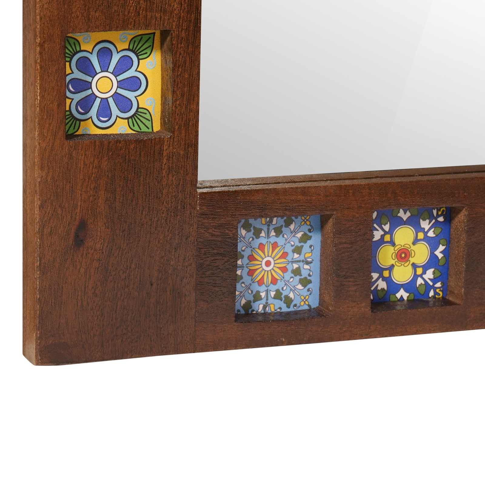 vidaXL Badezimmer-Set Badezimmer Spiegel Walnuss 50 x 70 x 2,5 cm Massivholz, (1-St)