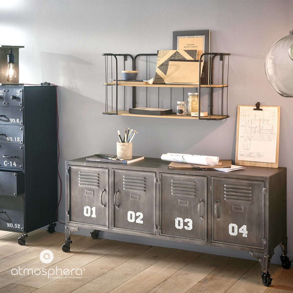 Atmosphera Créateur d'intérieur Wandregal Wandregal, Holz, Metall, 2 Ebenen, Wandregal