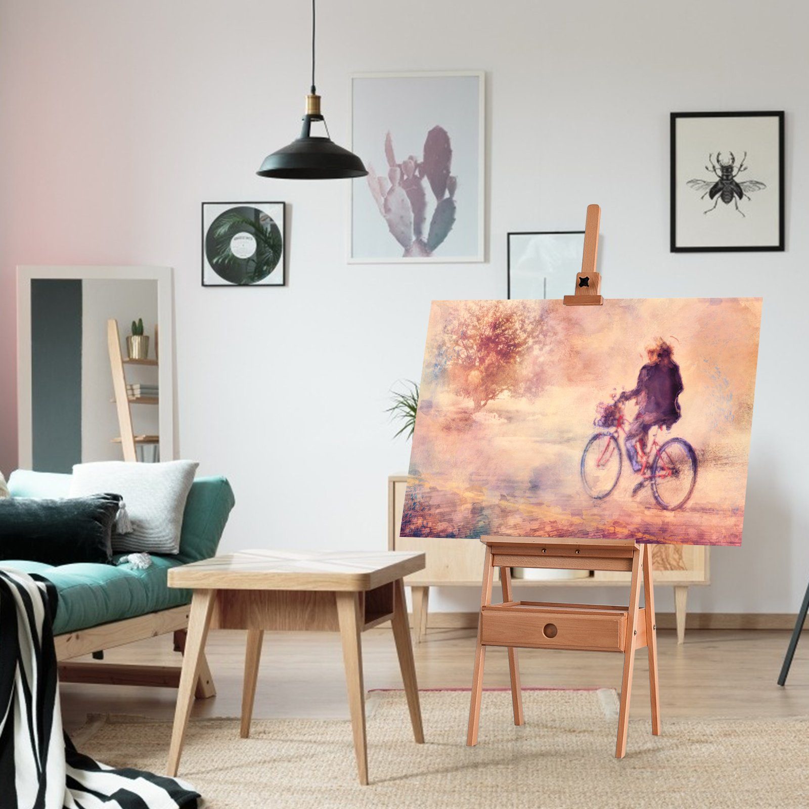 COSTWAY Staffelei, mit Ablage & Schublade, für Leinwände bis 92cm