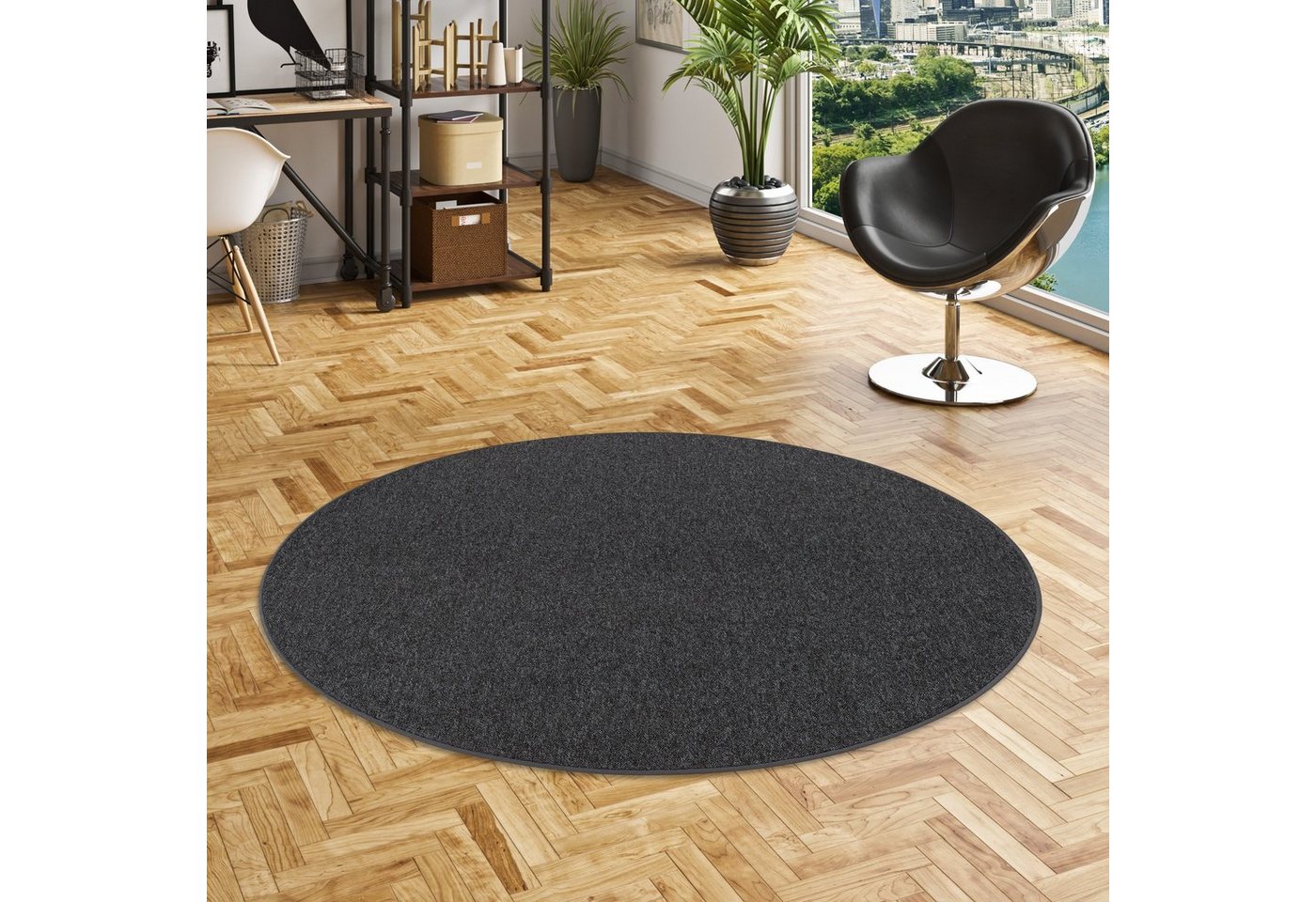 Snapstyle Veloursteppich Feinschlingen Velour Teppich Strong Rund, Rund, Höhe: 5 mm