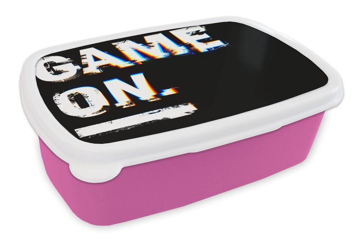 MuchoWow Lunchbox Spiel - Zitate - Gamer, Kunststoff, (2-tlg), Brotbox für Erwachsene, Brotdose Kinder, Snackbox, Mädchen, Kunststoff rosa | Lunchboxen