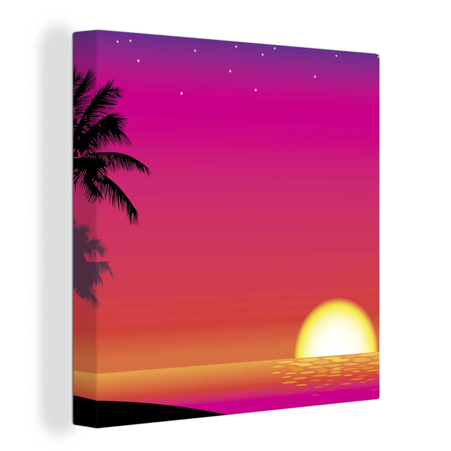 OneMillionCanvasses® Leinwandbild Eine Illustration eines farbenfrohen Himmels durch die Sonne, (1 St), Leinwand Bilder für Wohnzimmer Schlafzimmer