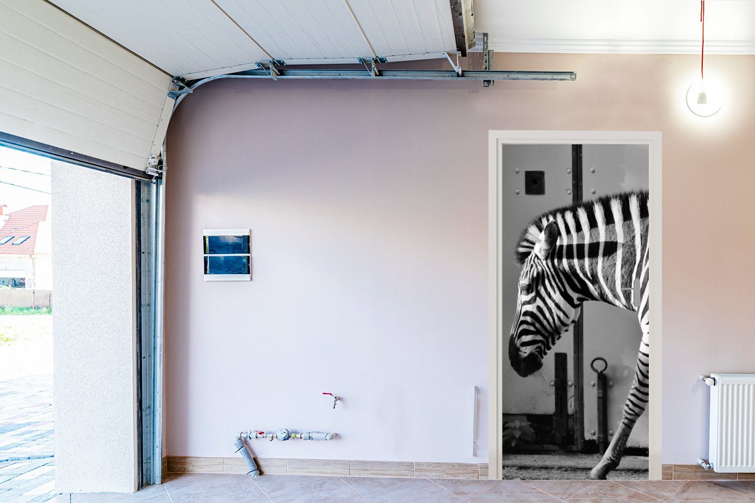 MuchoWow Türtapete (1 - Tür Türaufkleber, Matt, für Wand und St), Schwarz - Zebra weiß, cm 75x205 Tür, - bedruckt, - Tiere Fototapete