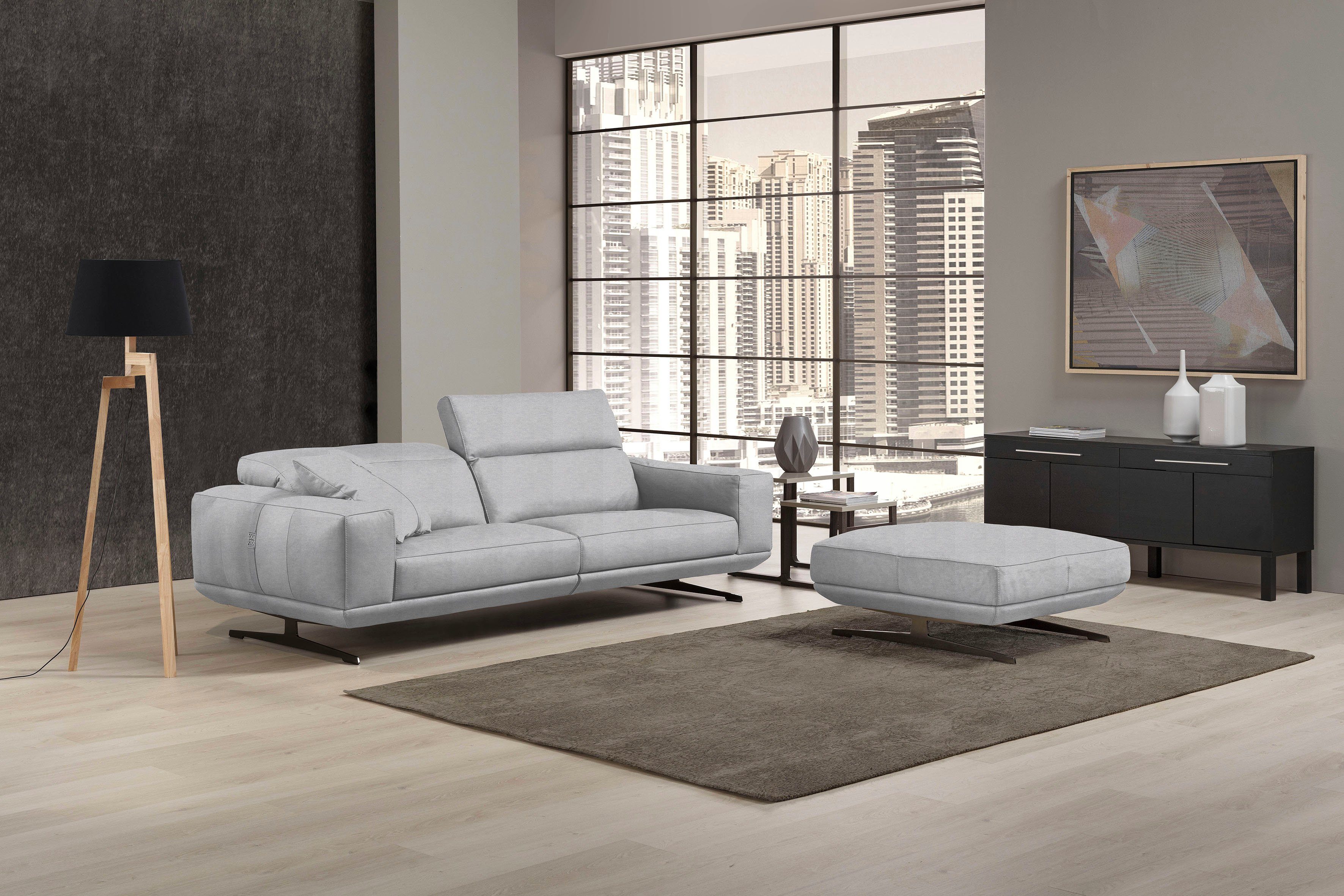 Egoitaliano 2,5-Sitzer Gloria, super bequem und hochwertige Verarbeitung, edles Design, beidseitig verstellbare Rückenelemente, mit Metallfüßen