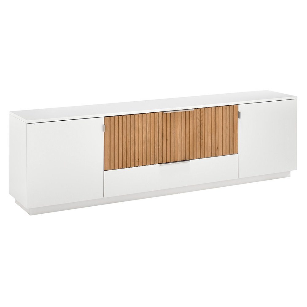 Lomadox Sideboard LUCERA-52, in weiß Eiche massiv bianco geölt, B/H/T: ca. 223/60/45 cm