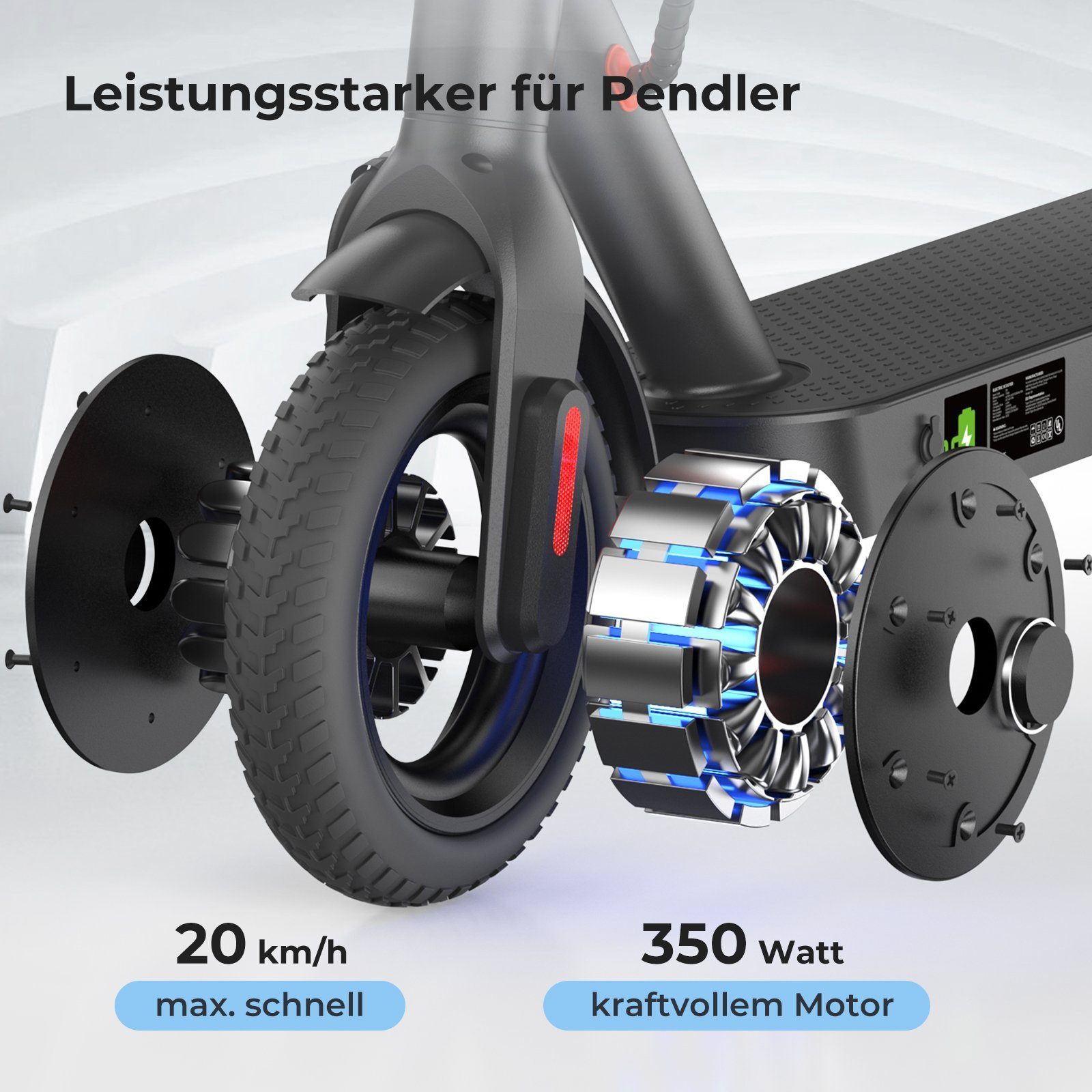 iscooter E-Scooter 8,5 Zoll E-Scooter mit Straßenzulassung ABE, Doppelfederung, 350,00 W, 20,00 km/h, 30 KM Reichweite, klappbar, Duales Bremssystem, Belastung bis 120kg