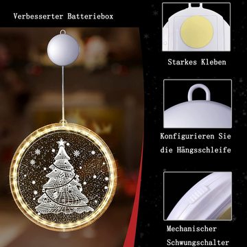 GelldG Fensterleuchter Weihnachtsdekoration LED Lichterkette Fenster hängen 3D Licht