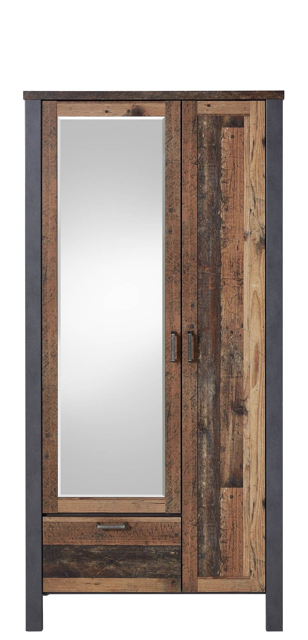 Style CARDIFF Used Garderobenschrank Kleiderschrank Spiegel Nachbildung mit Innostyle - dark