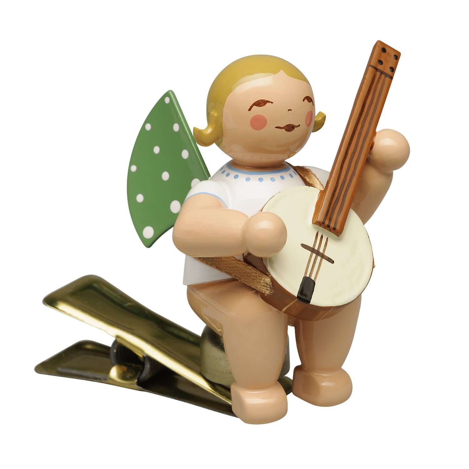 Wendt & Kühn Weihnachtsfigur Engel mit Banjo auf Klemme 650/90/59, zufällig blond oder braunhaarig