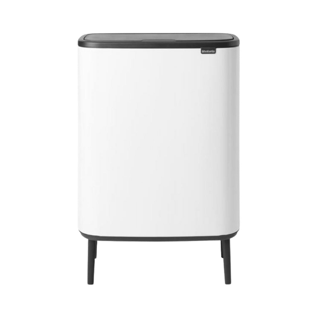 Brabantia Mülleimer Bo Touch Bin Hi 60l mit Kunststoffeinsatz Weiß, 10 Jahre Herstellergarantie