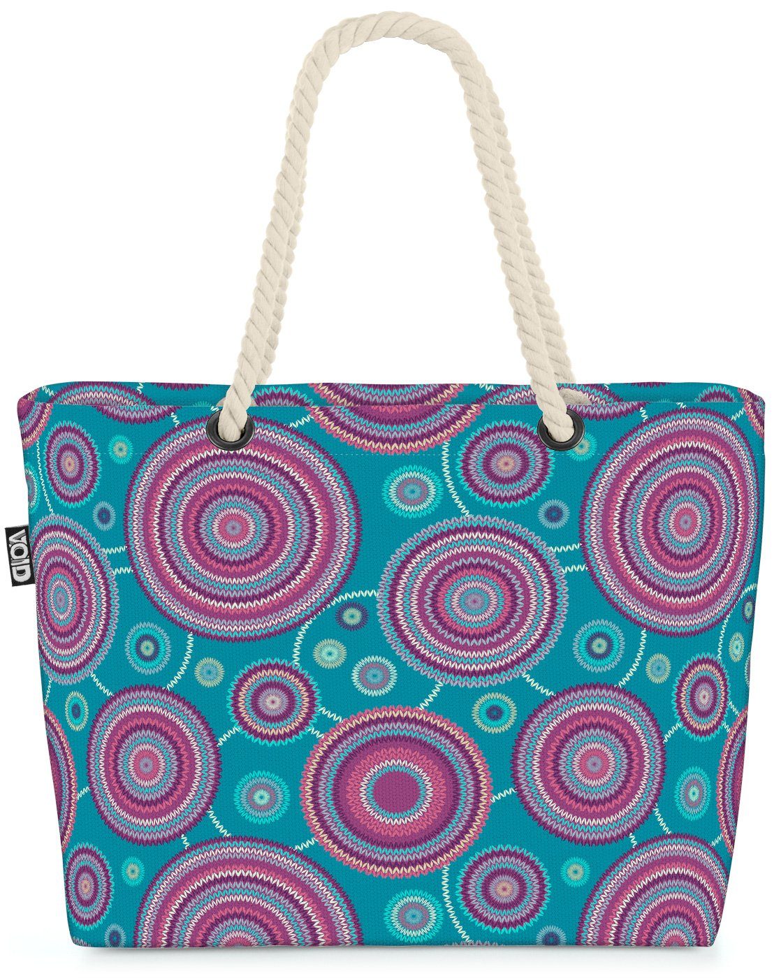 VOID Strandtasche (1-tlg), Ethnisches Strickmuster Beach Bag Strick-Muster ethno Design Grafik Sommer