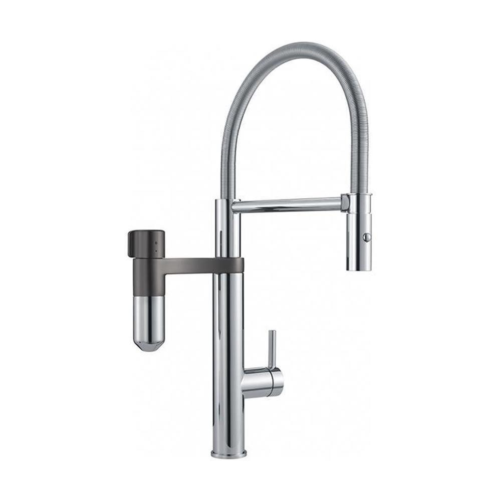 FRANKE Küchenarmatur Vital Semi Pro Hochdruck mit ausziehbarer Schlauchbrause Chrom / Gun M