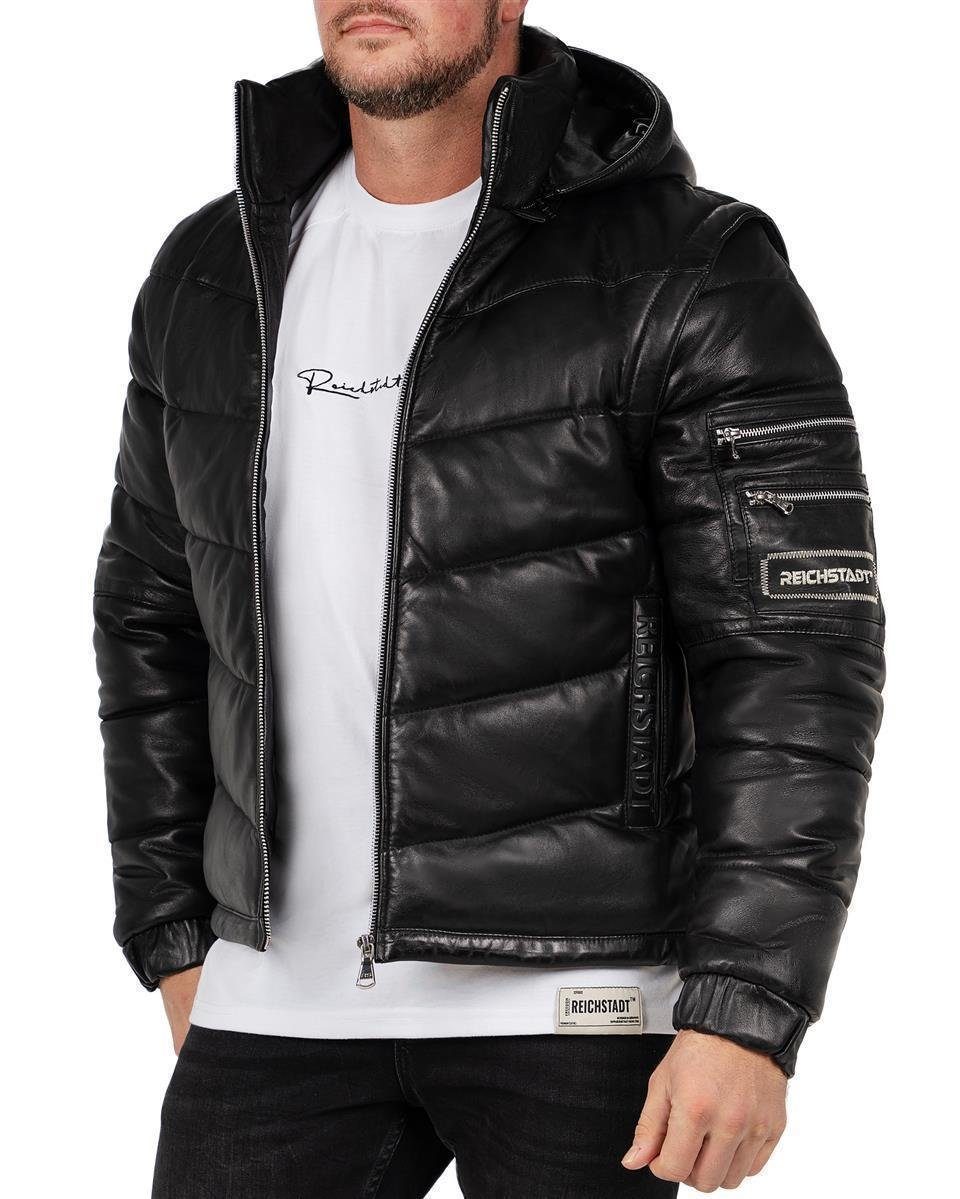 Reichstadt Bomberjacke Herren Echtleder Jacke 22RS32LUX (1-St) mit abnehmbaren Ärmeln und Kapuze