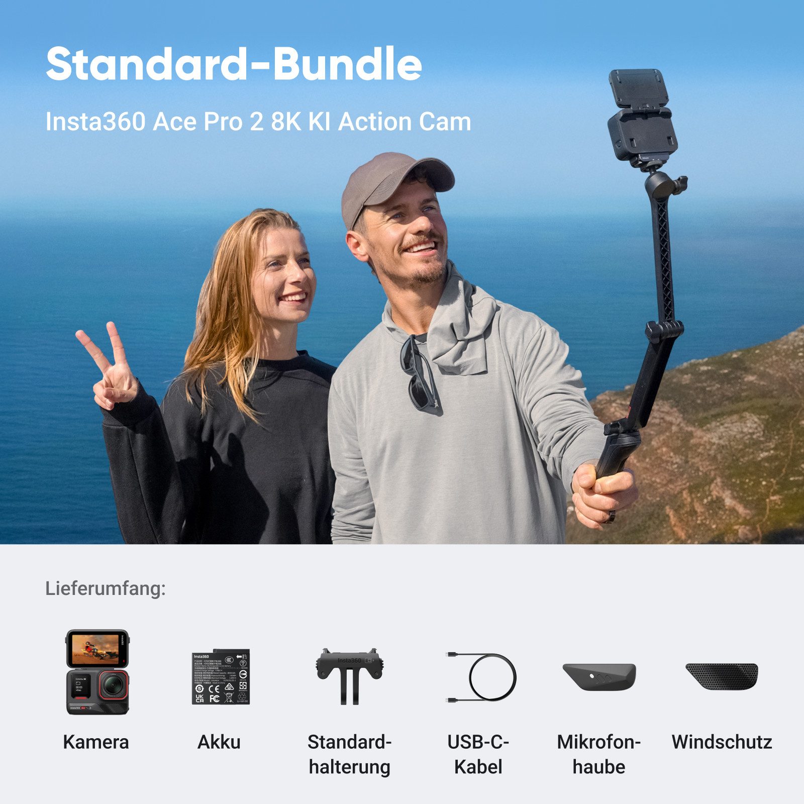 Insta360 Insta360 Ace Pro 2 - 8K wasserdichte Actionkamera Action Cam (8K, WLAN (Wi-Fi), Bluetooth) schwarz