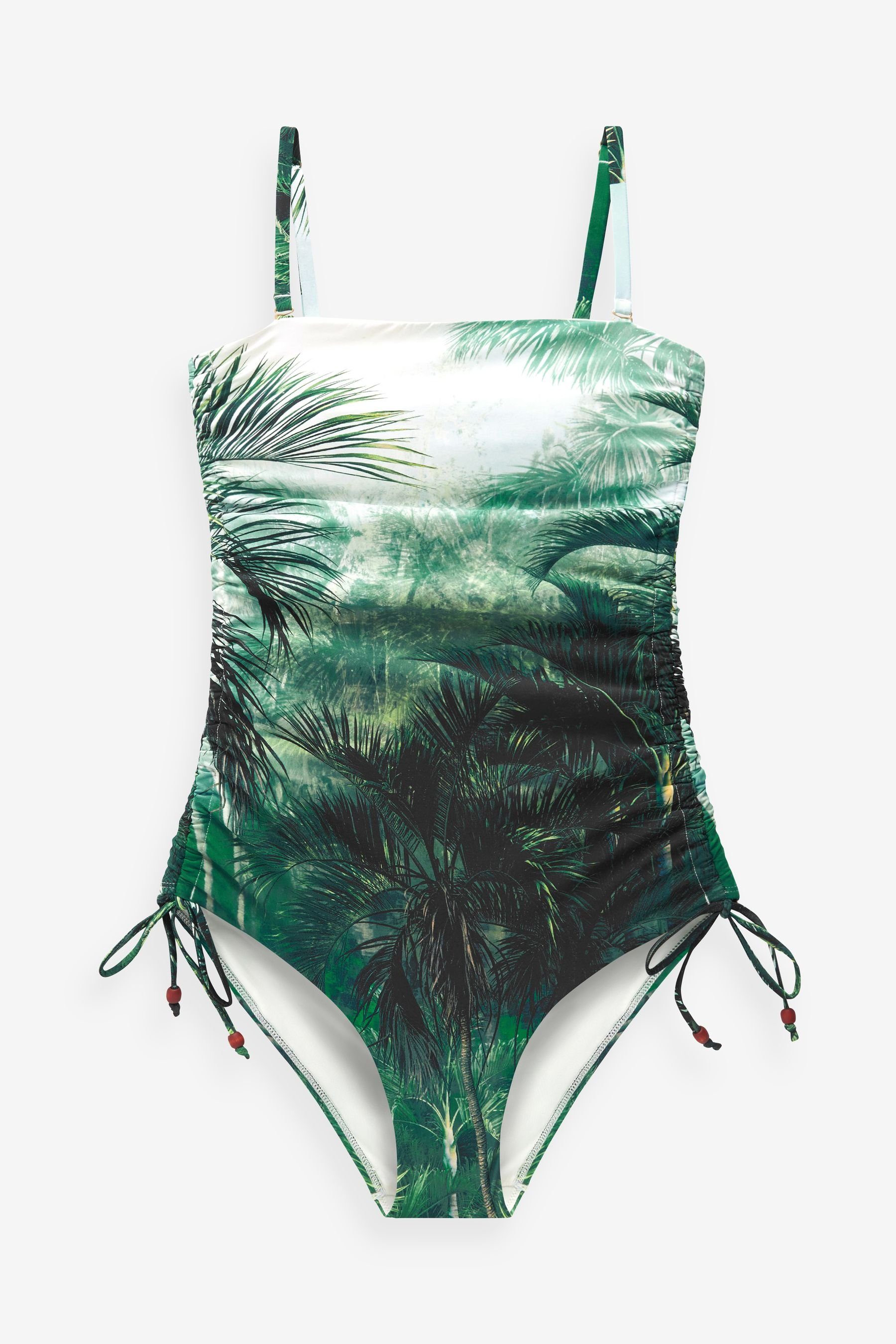 Next Badeanzug Bauchformender Bandeau-Badeanzug mit Beinrüschen günstig online kaufen