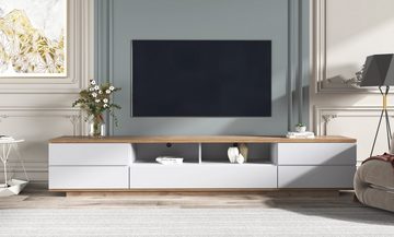 WISHDOR TV-Schrank Fernsehschrank TV-Lowboard Sideboard Hochglanz-Oberfläche TV-Schrank mit Holzmaserung