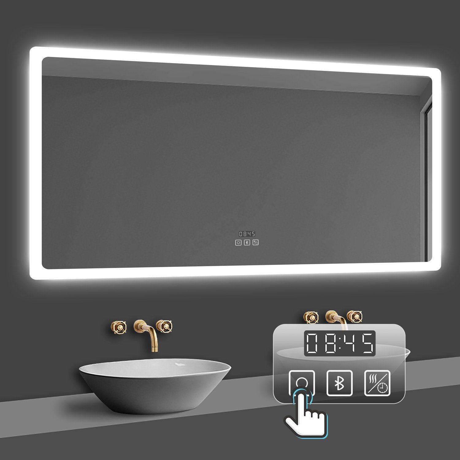 duschspa Badspiegel Badezimmerspigel Kalt/Neutral/Warmweiß Dimmbar Beschlag günstig online kaufen