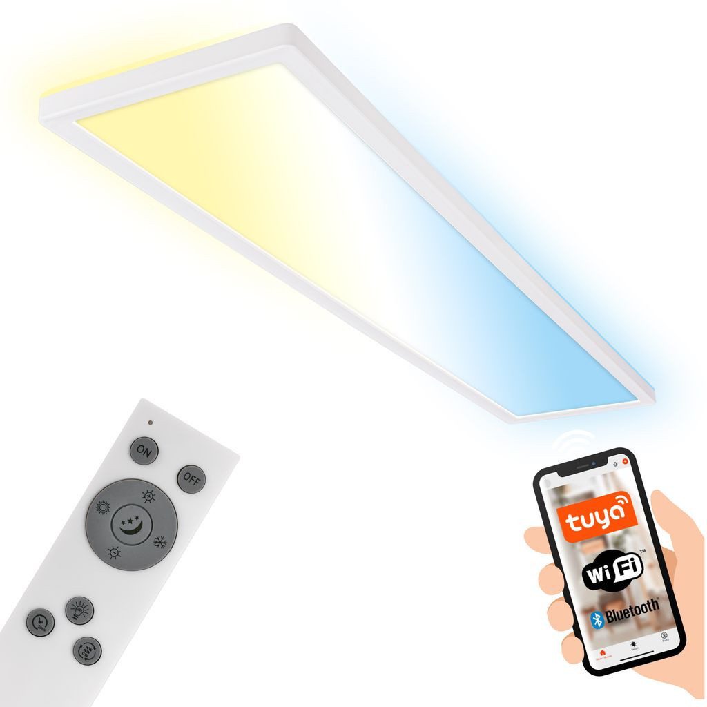 Briloner Leuchten LED Deckenleuchte 7530016, Dimmfunktion, LED fest integriert, 2700K - Extra-Warmweiß, Deckenlampe Smart 98x20x3 cm Weiß 36W Wohnzimmer Schlafzimmer Küche