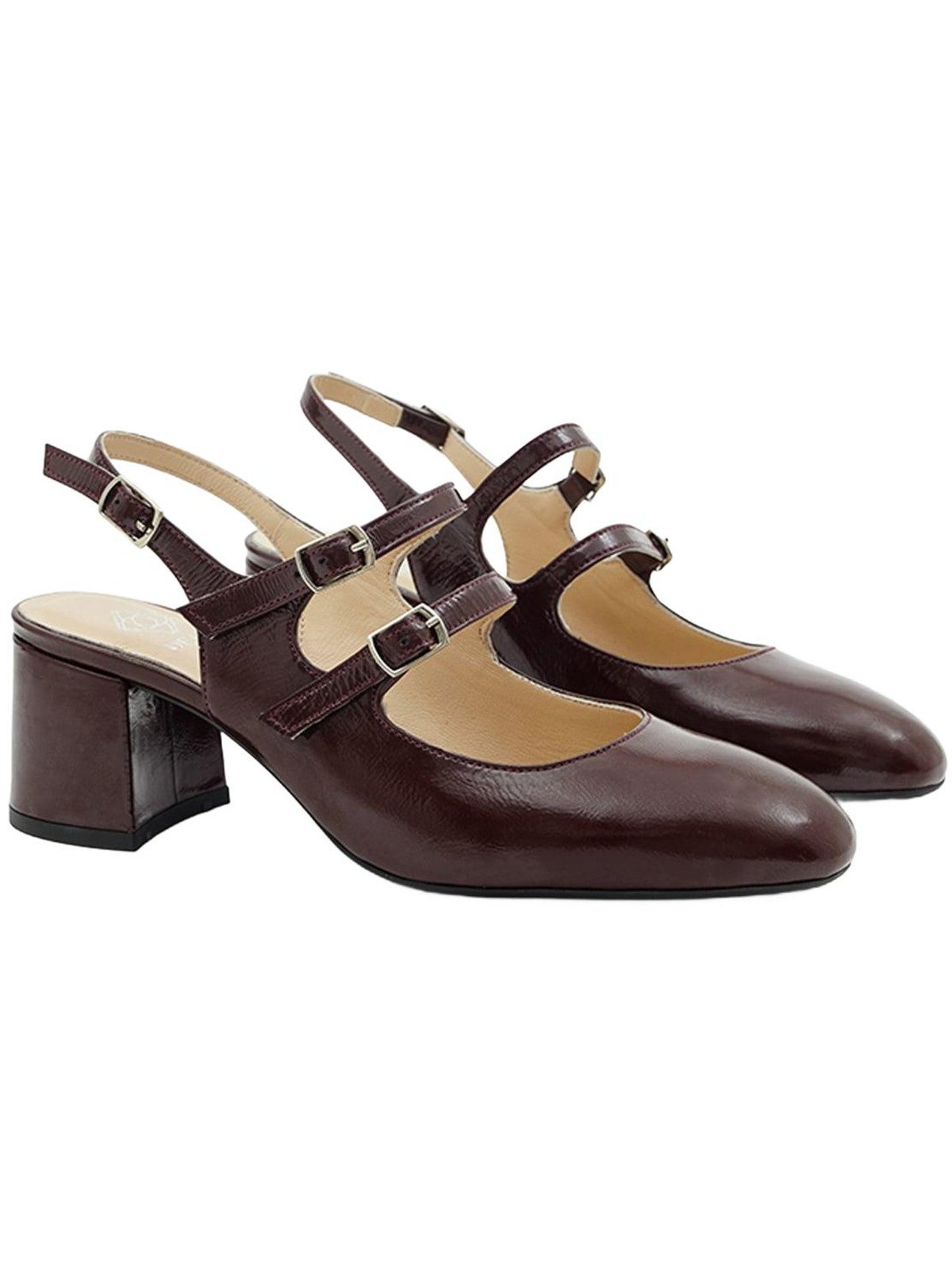 Desa DESA Damenschuhe mit Schnallendetail aus Lackleder und Blockabsatz Pumps
