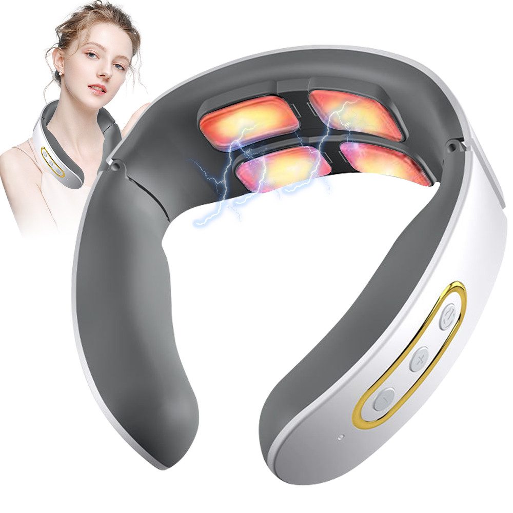 Nacken-Massagegerät Tragbares elektrisches Pulsmassagegerät für den Nacken, Heizfunktion