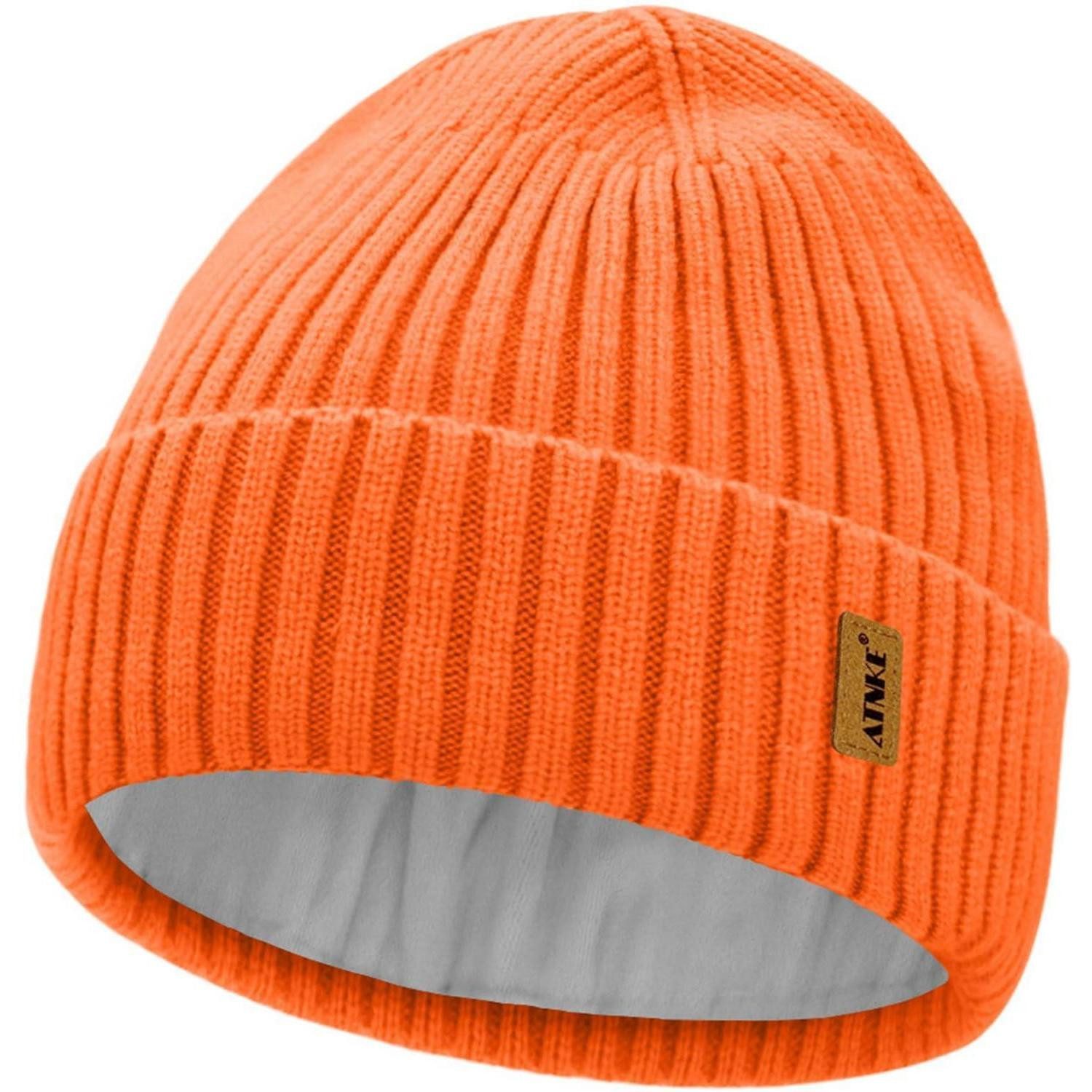 LuxusKollektion Strickmütze Strick Beanie Mütze warm gefüttert orange Einheitsgröße (1-St)