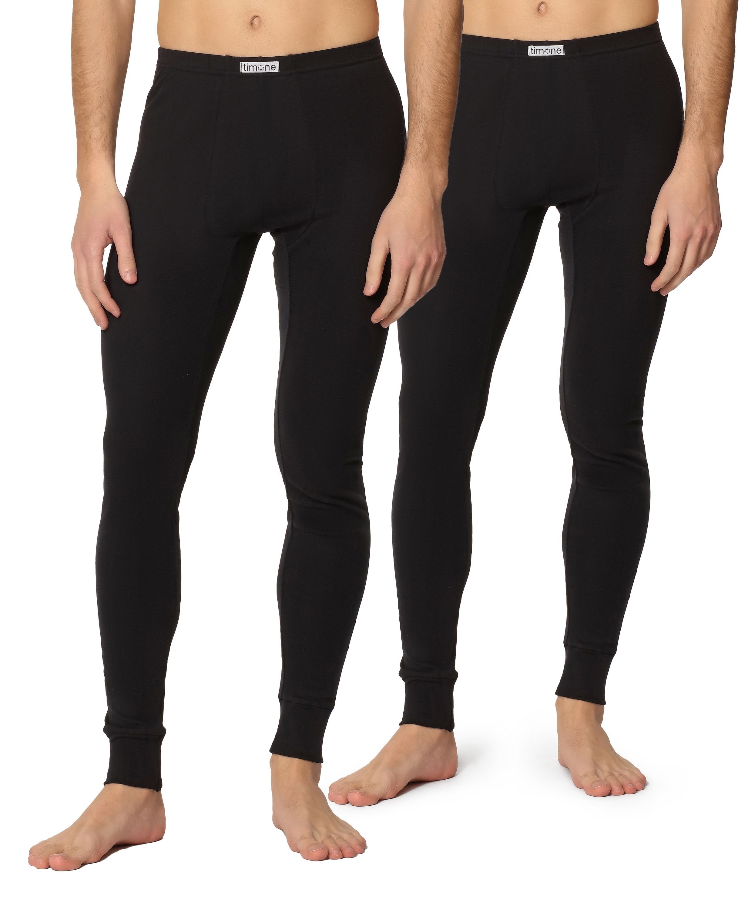 Timone Lange Unterhose Herren Lange Unterhose TI30-127 (1-St) 2er Pack Schwarz/Schwarz