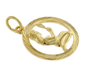 trendor Kette mit Anhänger Sternzeichen Jungfrau 333 Gold + goldplattierte Kette