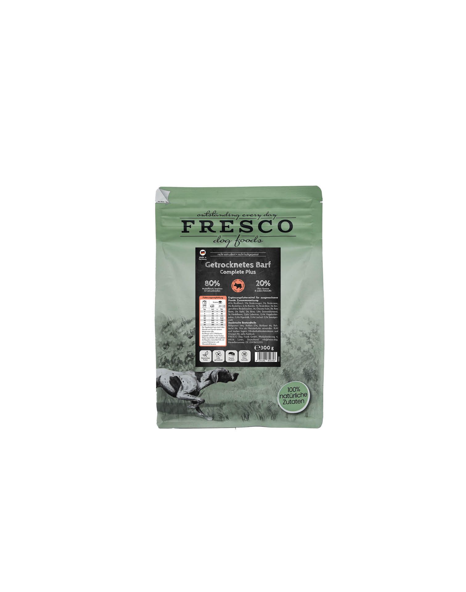 Fresco Dog TrockenBarf Hundefutter Trocken Rind, 1kg / 2,5kg / 5kg, Trockenfutter für: Hunde, Getreidefrei, 80% Frischfleisch & ohne Zusätze