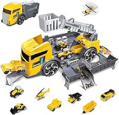 LBLA Spielzeug-LKW Baufahrzeug Set Transporter Kinderspielzeug, Weihnachtsgeschenk, (14 Stück), Kinder Fahrzeuge Spielzeug Set Spielzeugautos Geschenke für Kinder