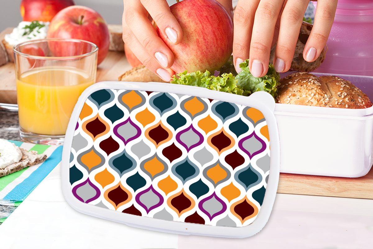(2-tlg), Muster, weiß Lunchbox - für Kinder Jungs für Retro Mädchen Linie und und Brotbox Kunststoff, - Brotdose, Erwachsene, MuchoWow