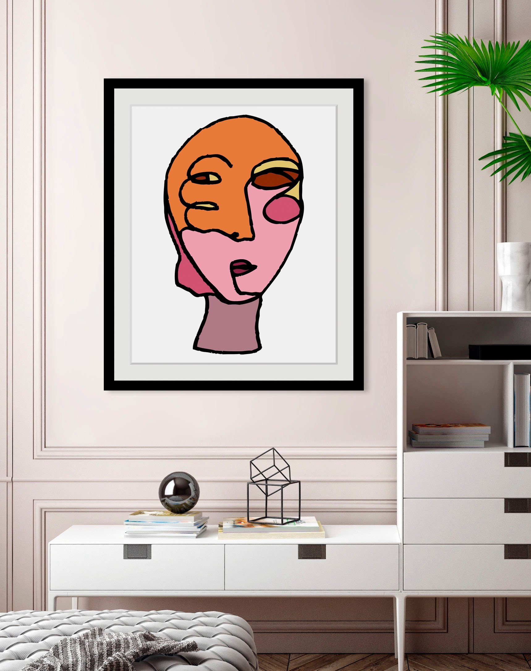 queence Bild Mike, Abstrakt, Figuren, Gesicht, Kunst (1 St), HD Premium Плакат-Druck inkl. Holzrahmen