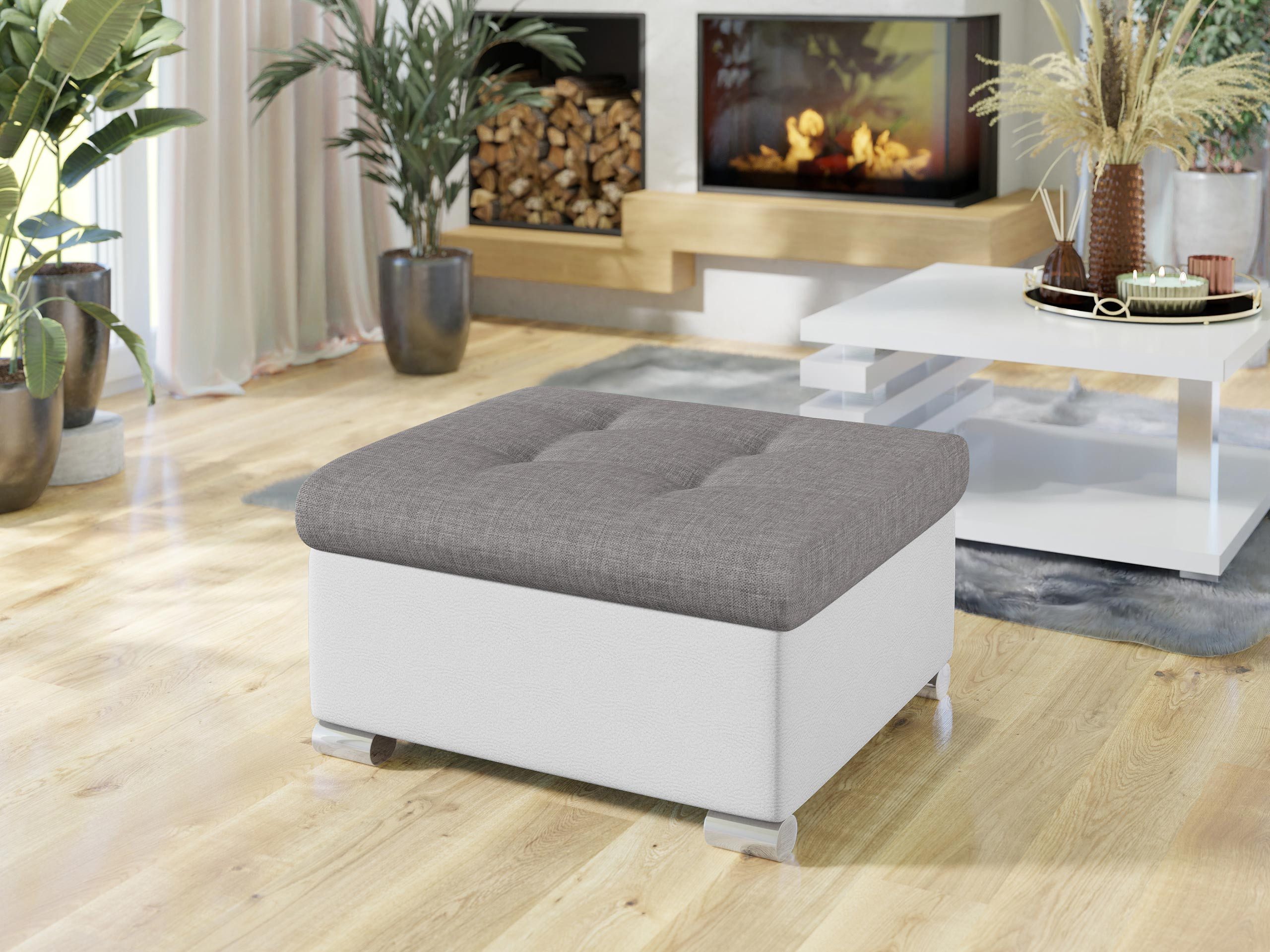 MIRJAN24 Polsterhocker Niko Klein, Silber Füße, 70x68x41 cm günstig online kaufen